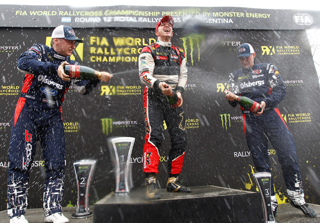FIA World Rallycross Championship - Argentina - San Luis - Reinis Nitiss - Petter Solberg - Kevin Eriksson en el Podio