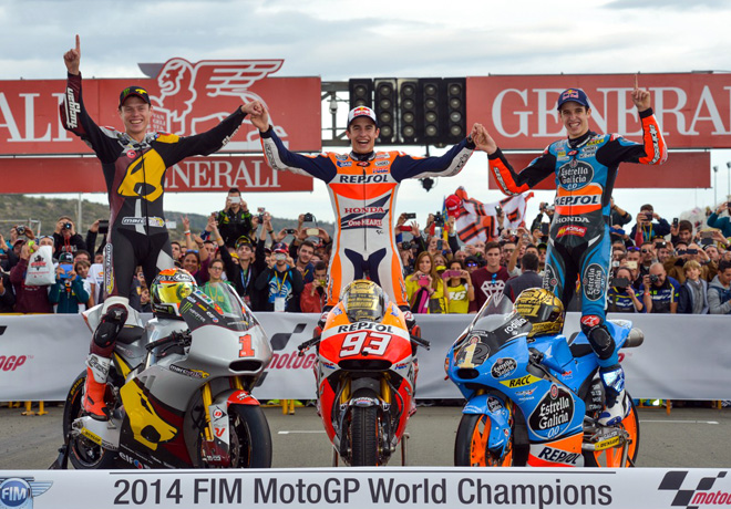 MotoGP - Valencia - Campeones 2014 - Esteve Rabat - Marc Marquez - Alex Marquez