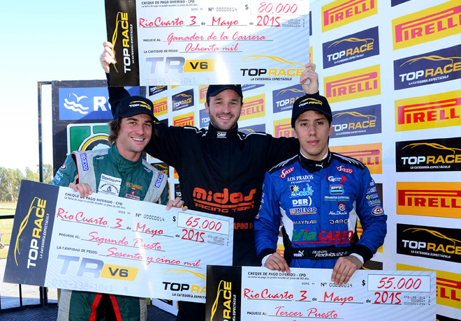 Top Race - Rio Cuarto 2015 - Carrera 1 - Juan Bautista De Benedictis, Agustin Canapino y Matías Rodriguez en el Podio