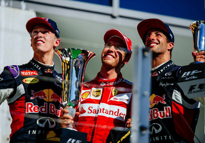 F1 - Hungria 2015 - Carrera - Daniil Kvyat - Sebastian Vettel - Daniel Ricciardo en el Podio