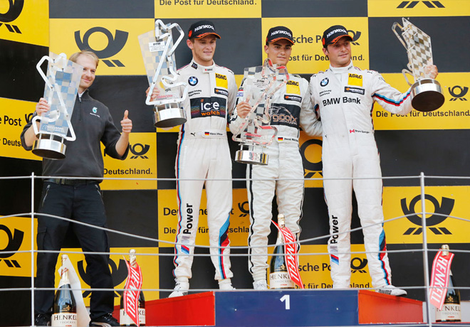 DTM - Norisring 2015 - Carrera 1 - Bruno Spengler - Pascal Wehrlein - Marco Wittmann en el Podio copia