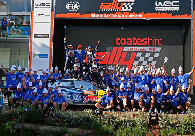 WRC - Australia 2015 - Final - Sebastien Ogier y el equipo VW Campeones