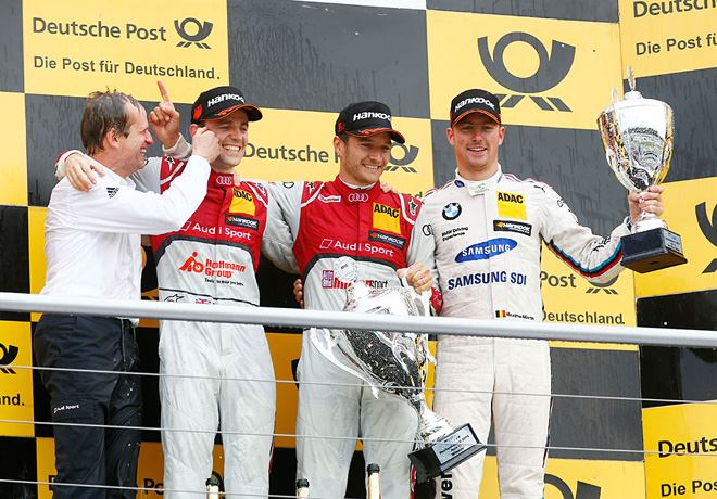 DTM - Hockenheim 2015 - Carrera 1 - Jamie Green - Timo Scheider - Maxime Martin en el Podio