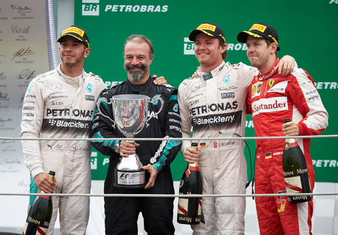 F1 - Brasil 2015 - Carrera - Lewis Hamilton - Nico Rosberg - Sebastian Vettel en el Podio