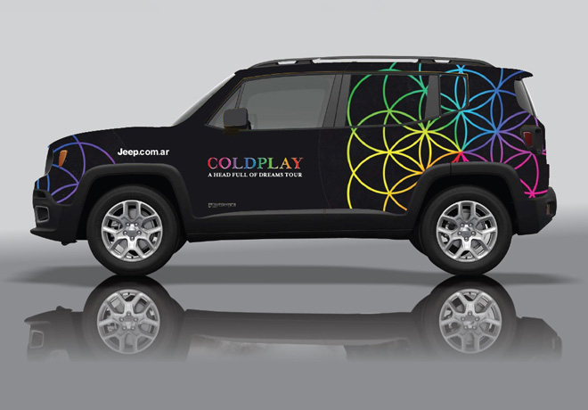 Jeep Renegade - vehículo de apoyo logistico de Coldplay