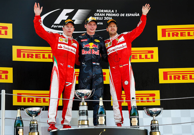 F1 - Espana 2016 - Carrera - Kimi Raikkonen - Max Verstappen - Sebastian Vettel en el Podio