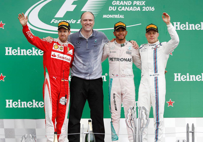 F1 - Canada 2016 - Carrera - Sebastian Vettel - Lewis Hamilton - Valtteri Bottas en el Podio