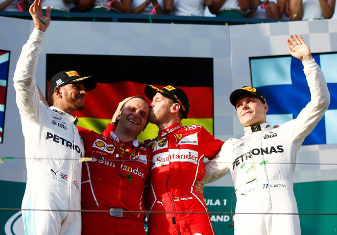F1 - Australia 2017 - Carrera - Lewis Hamilton - Sebastian Vettel - Valtteri Bottas en el Podio