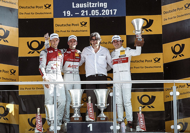 DTM - Lausitzring 2017 - Carrera 2 - Mattias Ekstrom - Jamie Green - Robert Wickens - en el Podio