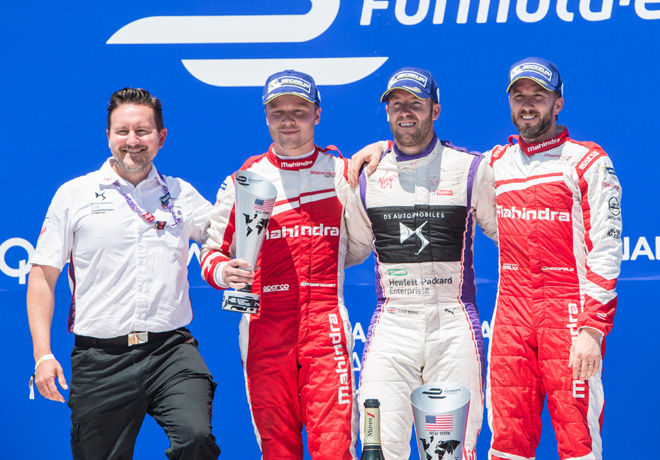 Formula E - Nueva York 2017 - Carrera 2 - Felix Rosenqvist - Sam Bird - Nick Heidfeld en el Podio copia