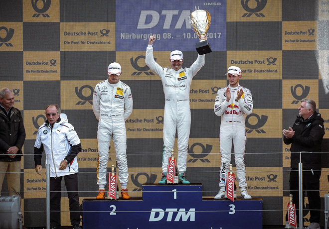 DTM - Nurburgring - 2017 - Carrera 2 - Paul di Resta - Robert Wickens - Marco Wittmann en el Podio