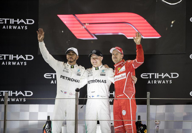 F1 - Abu Dhabi 2017 - Carrera - Lewis Hamilton - Valtteri Bottas - Sebastian Vettel en el Podio