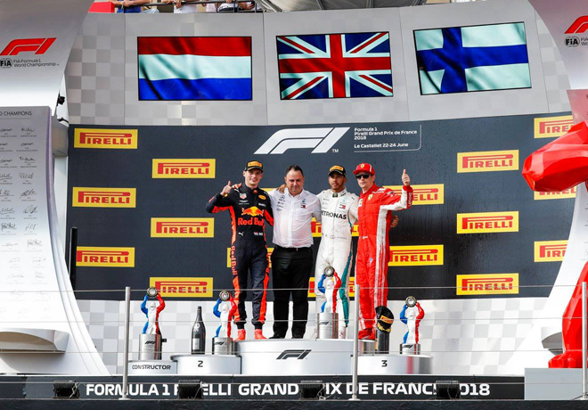 F1 - Francia 2018 - Carrera - Max Verstappen - Lewis Hamilton - Kimi Raikkonen en el Podio