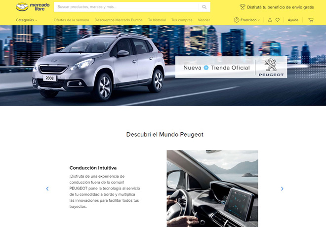 Peugeot lanza la primera Tienda Oficial de Vehiculos en Mercado Libre