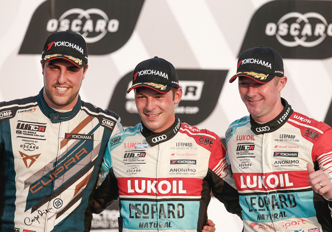 WTCR - Wuhan - China 2018 - Carrera 1 - Pepe Oriola - Jean-Karl Vernay - Gordon Shedden en el Podio