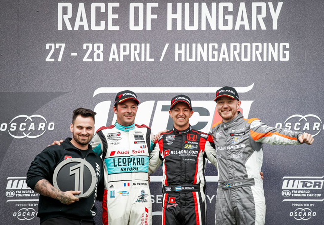 WTCR - Hungaroring - Hungria 2019 - Carrera 2 - Jean-Karl Vernay - Nestor Girolami - Daniel Haglof en el Podio