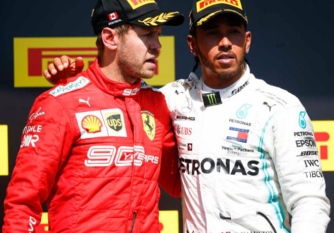 F1 - Canada 2019 - Carrera - Sebastian Vettel y Lewis Hamilton en el Podio