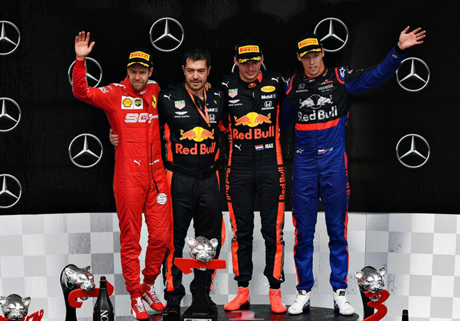 F1 - Alemania 2019 - Carrera - Sebastian Vettel - Max Verstappen - Daniil Kvyat en el Podio