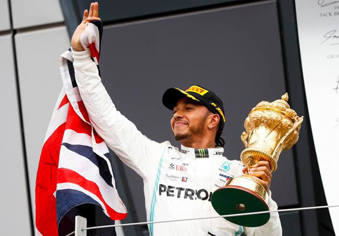 F1 - Gran Bretana 2019 - Carrera - Lewis Hamilton en el Podio
