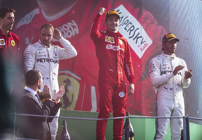 F1 - Italia 2019 - Carrera - Valteri Bottas - Charles Leclerc - Lewis Hamilton en el Podio