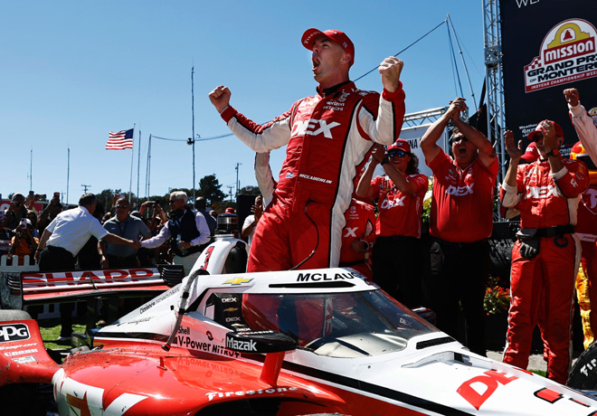 IndyCar Series en Laguna Seca – Carrera: Scott McLaughlin pone fin a su sequía con una victoria contundente.